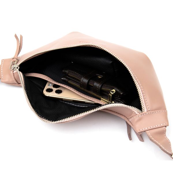 Практична шкіряна жіноча поясна сумка GRANDE PELLE 11359 Рожевий 49887 фото