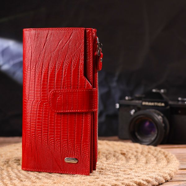 Красивий жіночий гаманець із натуральної фактурної шкіри CANPELLINI 21646 Червоний 21646 фото