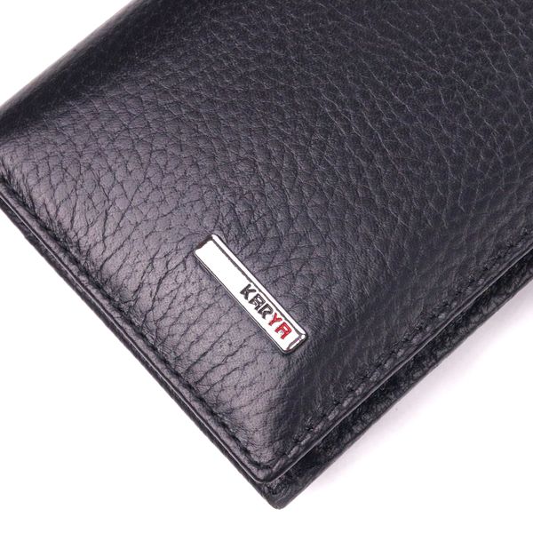 Вертикальний чоловічий гаманець із натуральної зернистої шкіри KARYA 21436 Чорний 21436 фото