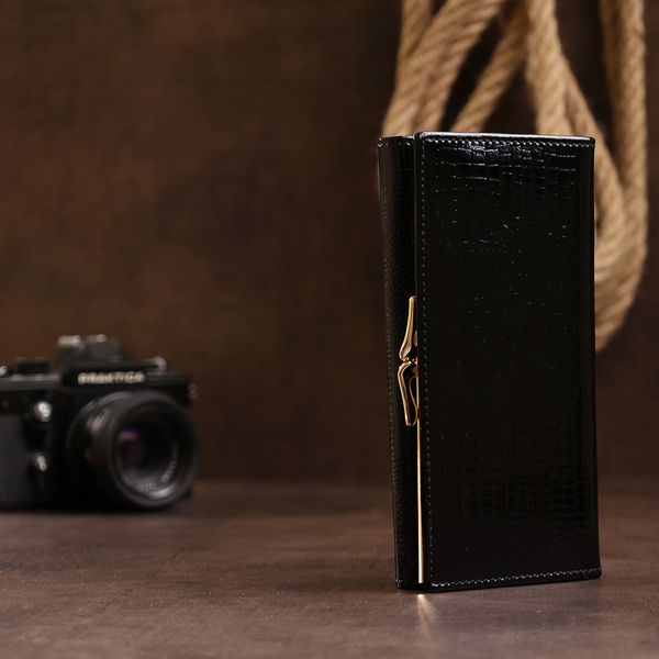Шкіряний жіночий лакований гаманець ST Leather 18299 Чорний 18299 фото