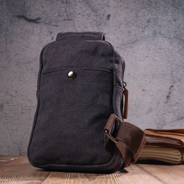 Чоловіча невелика сумка через плече із щільного текстилю 21229 Vintage Чорна 21229 фото