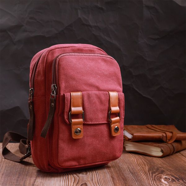Надійна сумка-рюкзак з двома відділеннями із щільного текстилю Vintage 22164 Бордовий 56800 фото