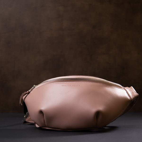 Практична шкіряна жіноча поясна сумка GRANDE PELLE 11359 Рожевий 49887 фото