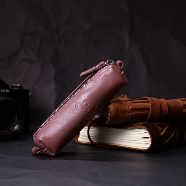 Стильна жіноча шкіряна ключниця GRANDE PELLE 16791 Пудровий 56401 фото
