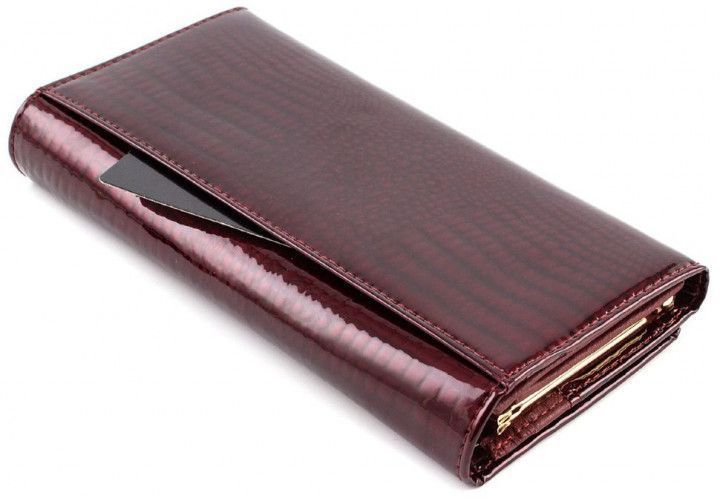 Бордовый кожаный кошелёк на магните из лаковой кожи Marco Coverna 403-1010-4 403-1010-4 фото