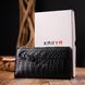 Оригінальний складний гаманець з натуральної шкіри з тисненням під крокодила KARYA 21128 Чорний 21128 фото 9