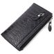 Оригінальний складний гаманець з натуральної шкіри з тисненням під крокодила KARYA 21128 Чорний 21128 фото 1