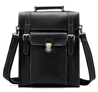 Ділова сумка-трансформер чоловіча Vintage 14797 Чорна з гладкої шкіри 14797 фото