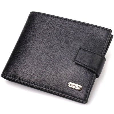 Класичний чоловічий гаманець із натуральної шкіри флотар CANPELLINI 21791 Чорний 21791 фото