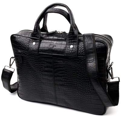 Красива чоловіча сумка-портфель із фактурної шкіри KARYA 20873 Чорний 20873 фото