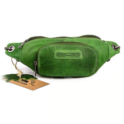 Зелена поясна сумка із натуральної телячої шкіри Hill Burry HB3314 Green HB3314 Green фото