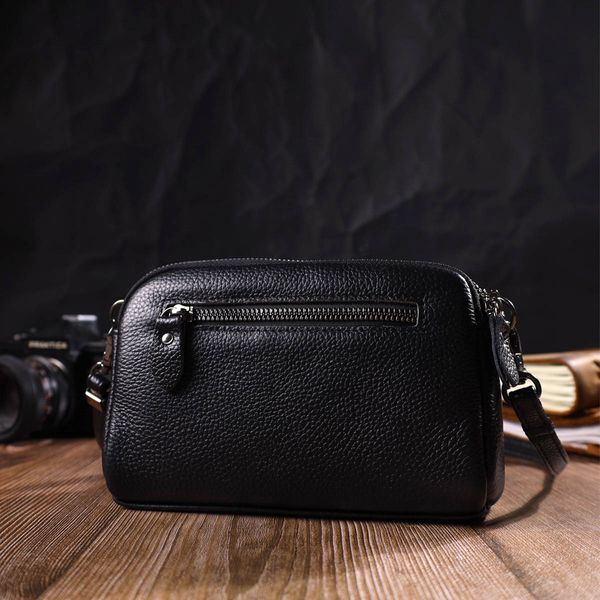 Цікава сумка-клатч у стильному дизайні з натуральної шкіри 22086 Vintage Чорна 22086 фото