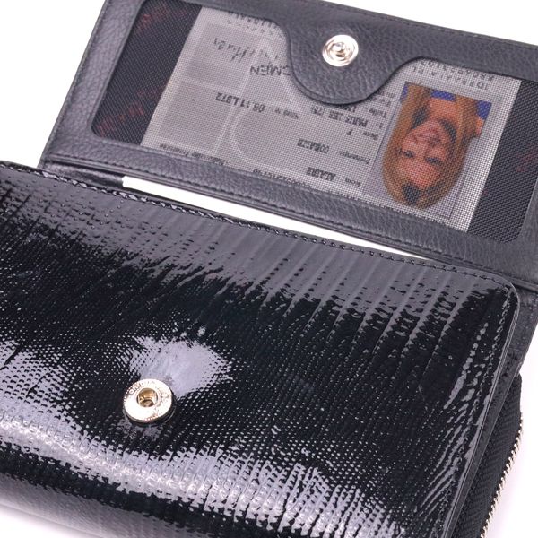 Интересное женское портмоне из лакированной фактурной кожи KARYA 21431 Черный 21431 фото