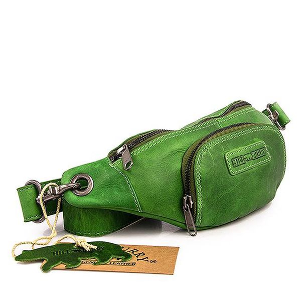 Зелена поясна сумка із натуральної телячої шкіри Hill Burry HB3314 Green HB3314 Green фото