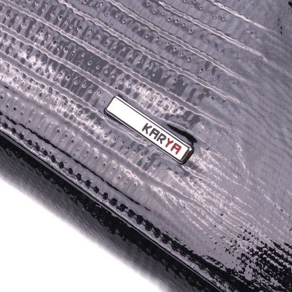 Интересное женское портмоне из лакированной фактурной кожи KARYA 21431 Черный 21431 фото