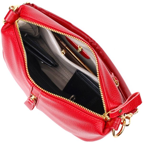 Женская яркая сумка через плечо из натуральной кожи 22136 Vintage Красная 22136 фото