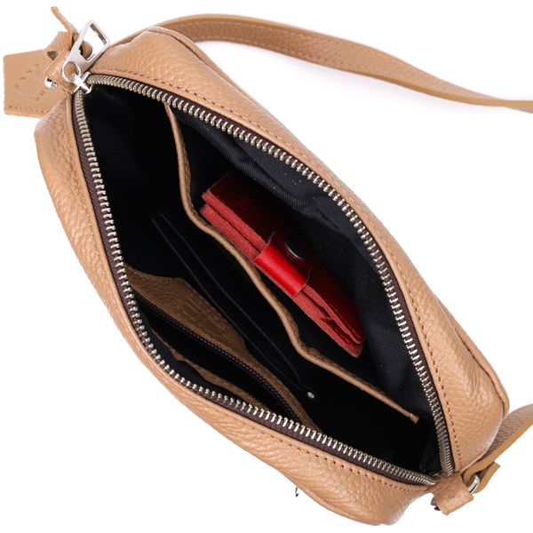 Стильна сумка жіноча крос-боді з натуральної шкіри GRANDE PELLE 11652 Бежева 56459 фото