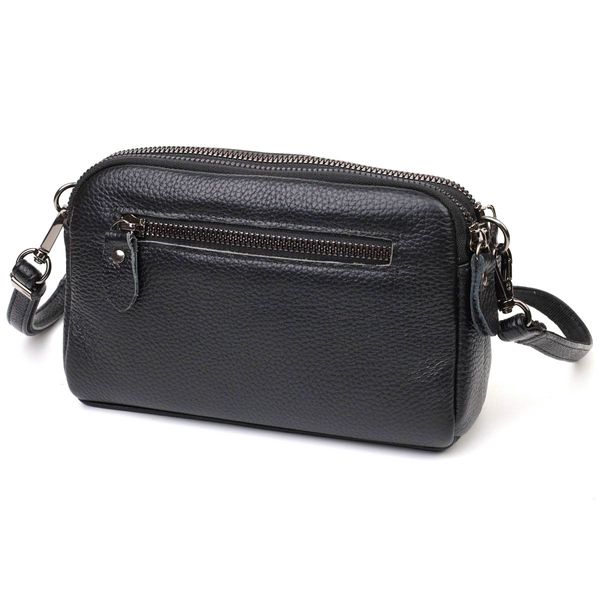 Цікава сумка-клатч у стильному дизайні з натуральної шкіри 22086 Vintage Чорна 22086 фото