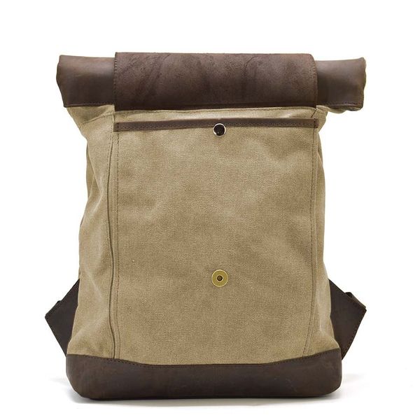 Ролл-ап рюкзак зі шкіри та пісочний канвас TARWA RSc-5191-3md RSc-5191-3md фото