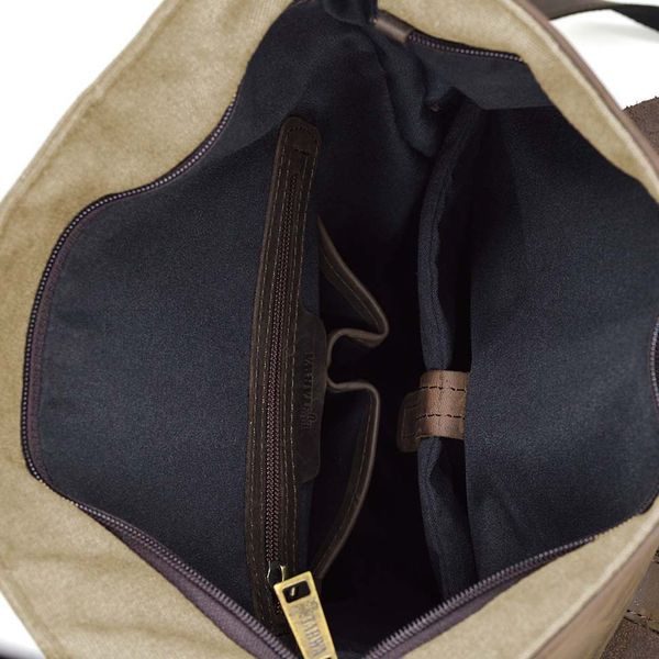 Ролл-ап рюкзак зі шкіри та пісочний канвас TARWA RSc-5191-3md RSc-5191-3md фото