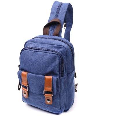 Универсальная сумка-рюкзак с двумя отделениями из плотного текстиля Vintage 22165 Синий 56801 фото