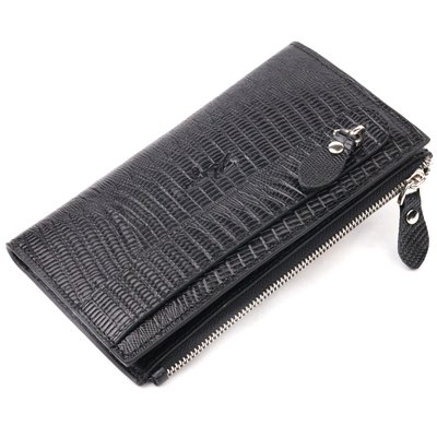 Сучасний складний гаманець із натуральної фактурної шкіри KARYA 21129 Чорний 21129 фото