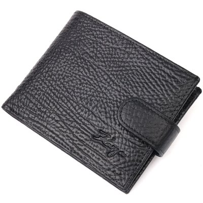 Класичний чоловічий гаманець з хлястиком із натуральної шкіри KARYA 21079 Чорний 21079 фото