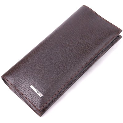 Чудовий вертикальний чоловічий гаманець із натуральної зернистої шкіри KARYA 21437 Коричневий 21437 фото