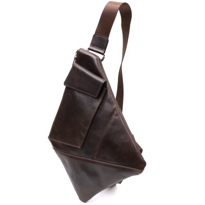 Стильная мужская сумка на плече из натуральной кожи GRANDE PELLE 11669 Коричневая 56475 фото