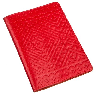Шкіряна обкладинка на паспорт з ромбами SHVIGEL 13972 Червона 13972 фото