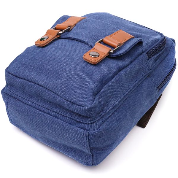 Універсальна сумка-рюкзак із двома відділеннями із щільного текстилю Vintage 22165 Синій 56801 фото