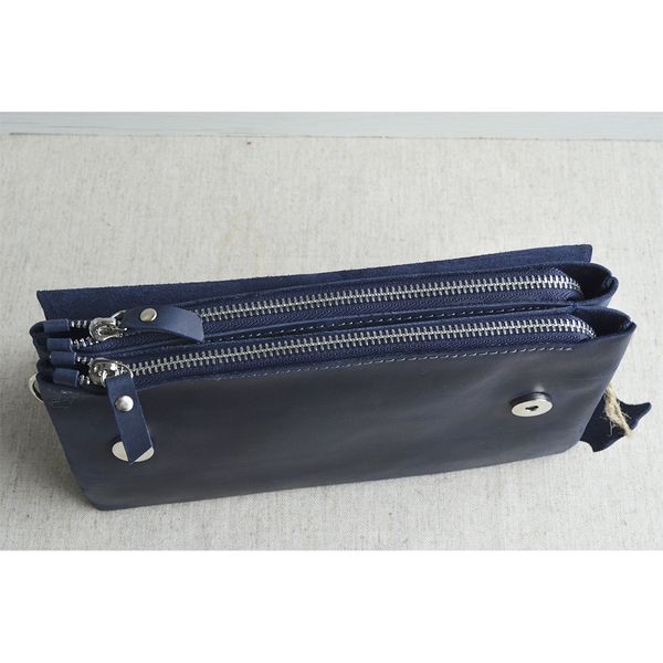Жіноча шкіряна сумка клатч на 2 відділення SGE WV2 001 blue синя WV2 001 blue фото