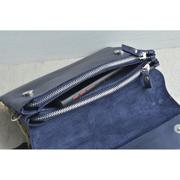 Жіноча шкіряна сумка клатч на 2 відділення SGE WV2 001 blue синя WV2 001 blue фото