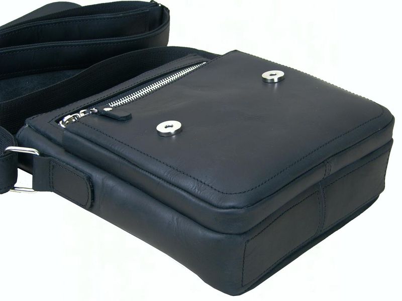 Мужская кожаная сумка на плечо SGE AR 001 black черная AR 001 black фото