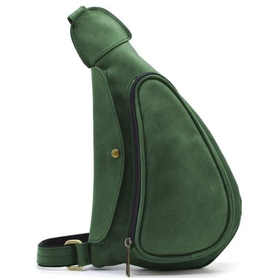 Зеленая сумка рюкзак слинг кожаная на одно плечо RE-3026-3md TARWA RE-3026-3md фото