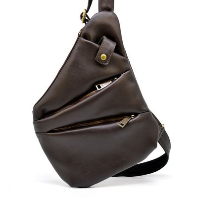 Чоловіча шкіряна сумка-слінг GC-6402-3md коричнева бренд TARWA GC-6402-3md фото