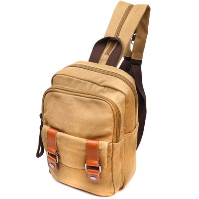 Удобная сумка-рюкзак в стиле милитари с двумя отделениями из плотного текстиля Vintage 22166 Песочный 56802 фото
