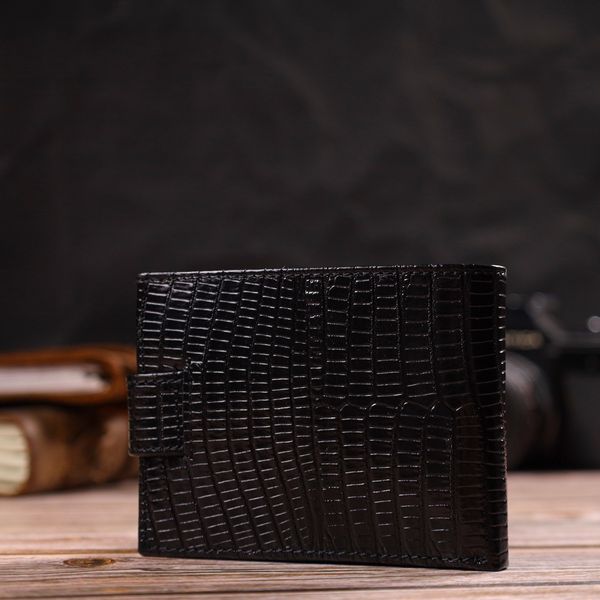 Невеликий фактурний чоловічий гаманець із натуральної шкіри з тисненням CANPELLINI 21748 Чорний 21748 фото