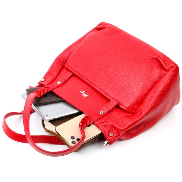 Яскрава та містка жіноча сумка з ручками KARYA 20880 шкіряна Червоний 20880 фото