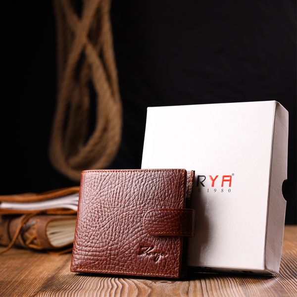 Функціональний чоловічий гаманець з хлястиком із натуральної шкіри KARYA 21080 Світло-коричневий 21080 фото