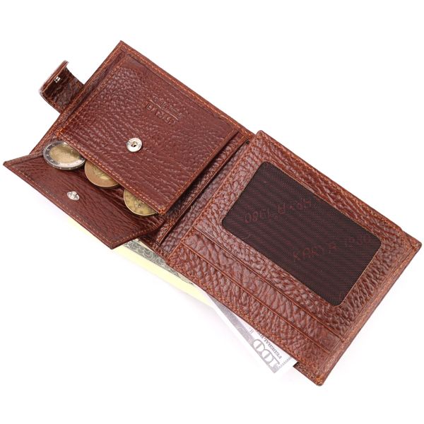 Функціональний чоловічий гаманець з хлястиком із натуральної шкіри KARYA 21080 Світло-коричневий 21080 фото
