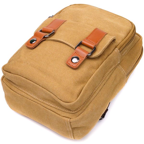 Зручна сумка-рюкзак у стилі мілітарі з двома відділеннями із щільного текстилю Vintage 22166 Пісочний 56802 фото