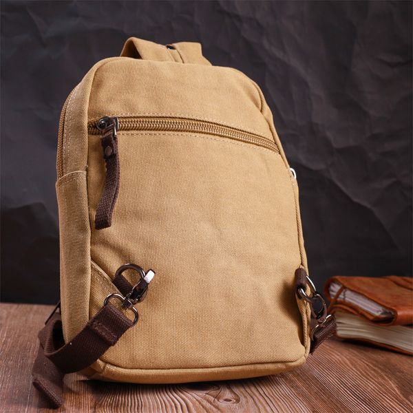 Зручна сумка-рюкзак у стилі мілітарі з двома відділеннями із щільного текстилю Vintage 22166 Пісочний 56802 фото