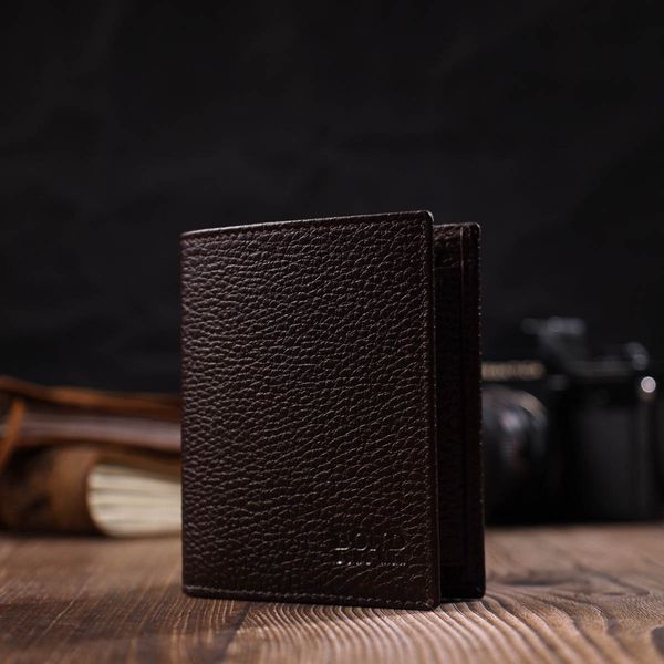 Стильний чоловічий гаманець з натуральної шкіри невеликого розміру BOND 21993 Коричневий 21993 фото