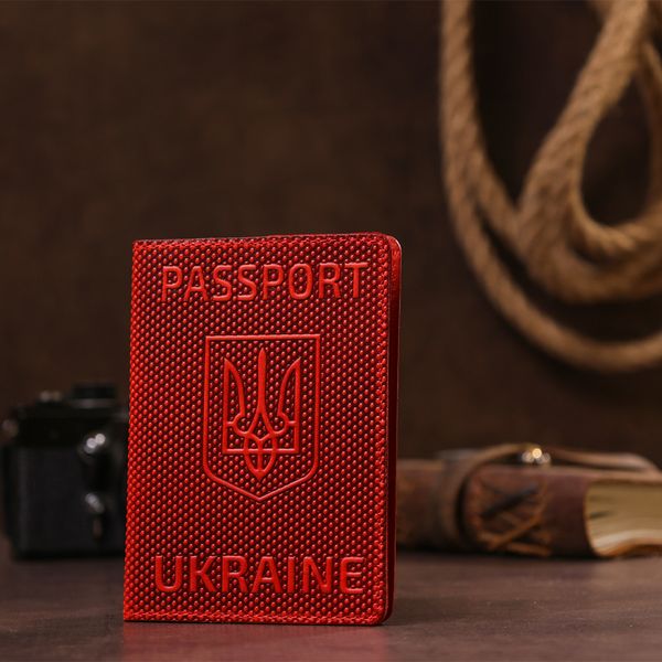 Обкладинка на паспорт Shvigel 13958 з точковим тисненням шкіряна Червона 13958 фото