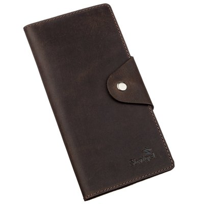Бумажник вертикальный из винтажной кожи на кнопках SHVIGEL 16180 Коричневый 16180 фото