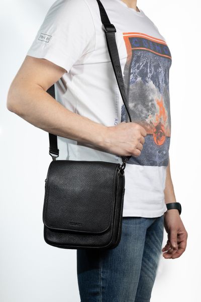 Шкіряна чоловіча сумка на плече барсетка REK-115-3-Flotar чорна REK-115-3-Flotar фото
