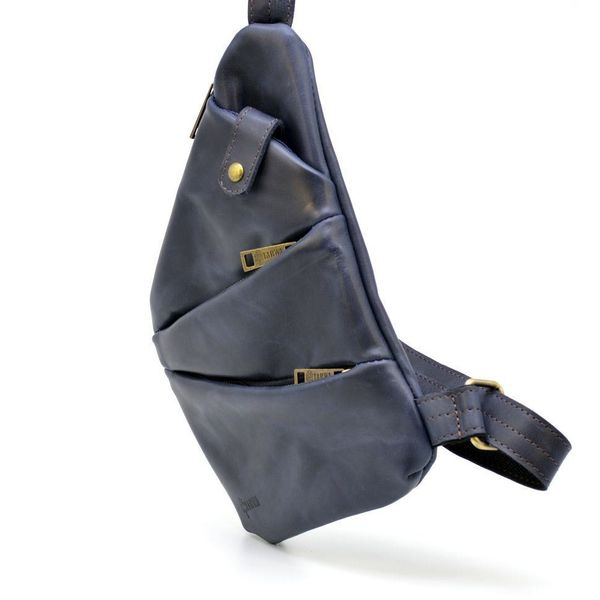 Чоловіча шкіряна сумка-слінг RK-6402-3md темно-синя бренд TARWA RK-6402-3md фото