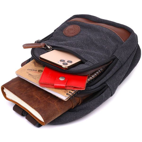 Текстильна сумка з ущільненою спинкою через плече Vintagе 22172 Чорний 56808 фото