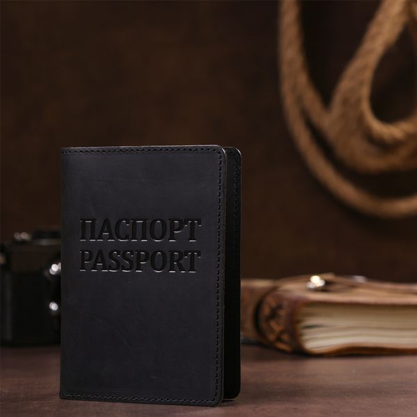 Обложка на паспорт Shvigel 13917 шкіряна Чорна 13917 фото